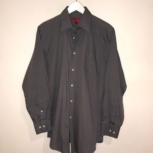 Grey Fitted Button Up Shirt